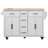 K&K 56.5'' Kitchen Island With Drop Leaf, Power Outlet, Embossed Vertical Stripe Rolling Kitchen Cart On Wheels With 4 Doors , 5 Deep Drawers And Adjustable Shelves, For Kitchen, Dining Room, White-1532926977