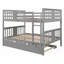 Lit superposé double au-dessus de double avec lit gigogne simple | Échelle intégrée | Lit peu encombrant pour chambre d'enfant, chambre d'amis | Gris-154981137