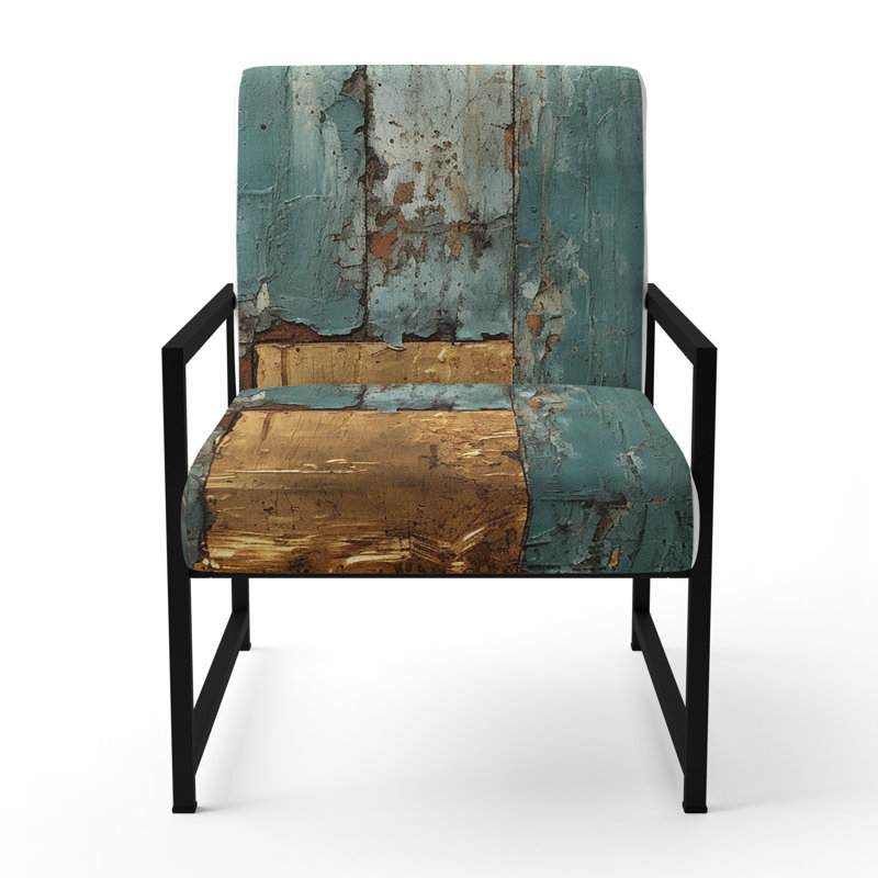 Fauteuil Kintsugi Retro Glam Vintage Gold On Turquoise I, Noir