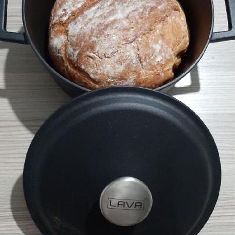 Lava Enameled Cast Iron Bread Pan 4 Quart. Round with Cast Iron
