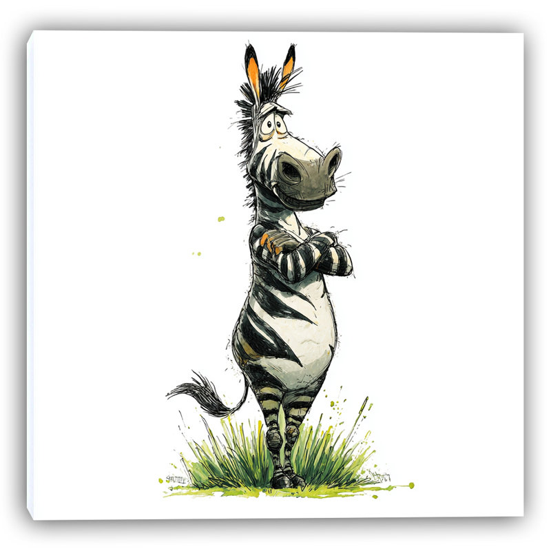 «Cheerful Zebra», art mural sur toile tendue, H 20 po x l 20 po