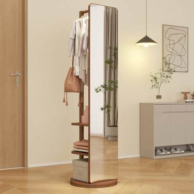 Miroir de 19,6 po x 68,8 po avec aspect noyer, bois massif et verre en caoutchouc - ajoute une valeur décorative à la maison et au miroir complet, la couleur de 68,8 po x 19,6 po améliore l'esthétique et la fonctionnalité