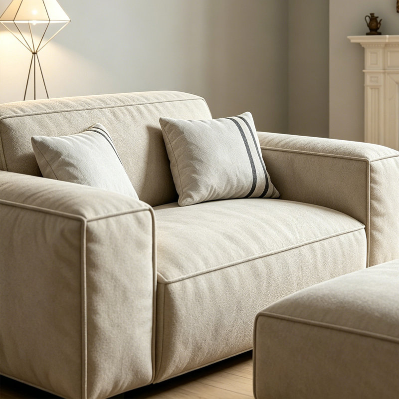 Fauteuil à coussin en polyester avec repose-pieds