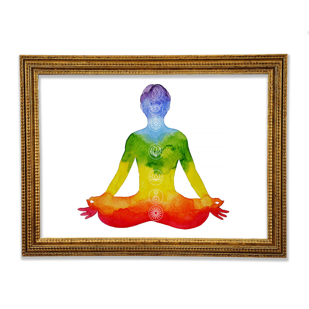 Chakra Meditation Farben 4 Gerahmter Druck