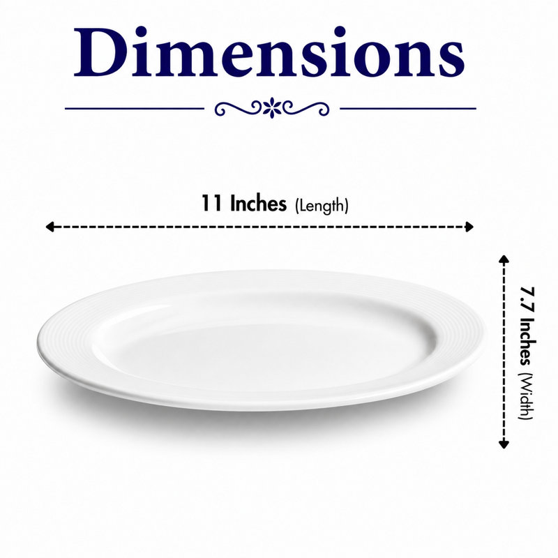 Plat ovale en porcelaine de qualité supérieure ORBA, 11,02 x 7,68 po