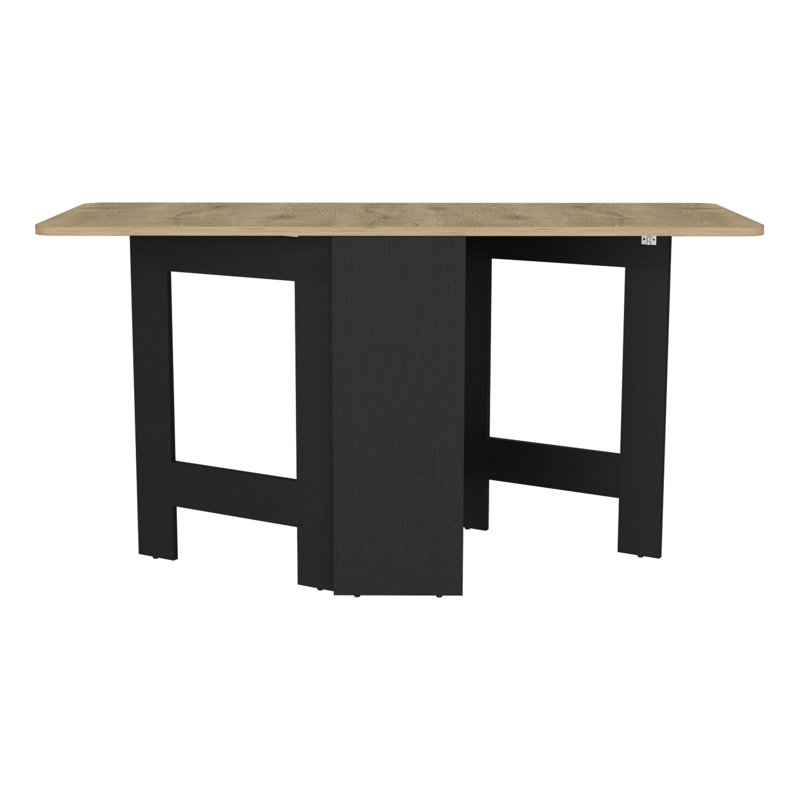 Table pliante avec design extensible en 3 formes, noir / Macadamia