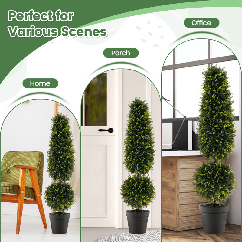 120 cm H Faux Boxwood Tree Plant in Plastic Pot