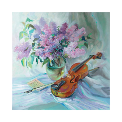 Bouquet Of Lilacs And Violin by Katharina Valeeva - Wrapped Canvas Painting