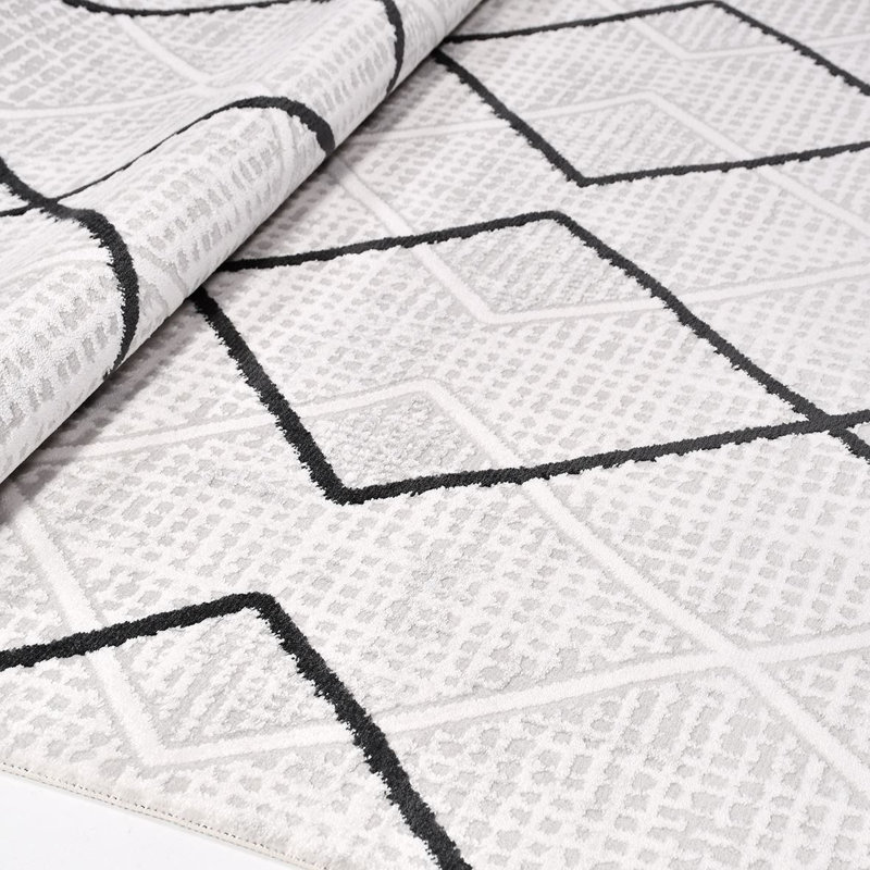 Modern/Geometric Beige Machine Washable Non-Slip Area Rug, Rectangle 4' x 5'11"