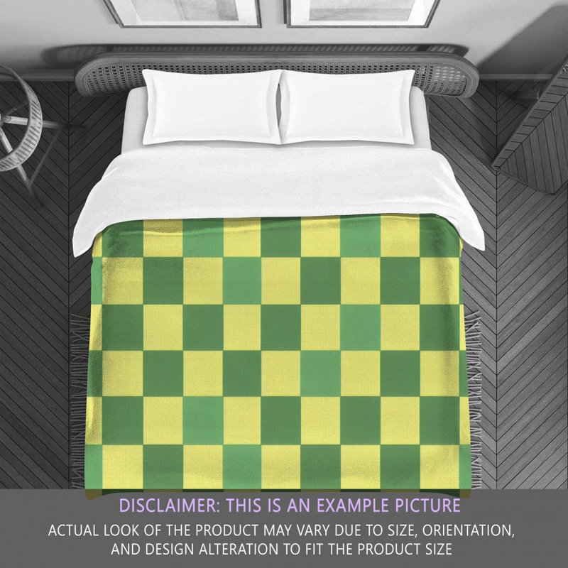 Polyester Comforter, Twin Comforter, Green/Yellow Checkered