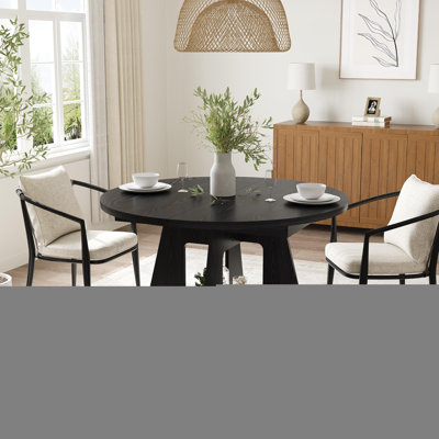 47" Round Dining Table with Storage Shelf, Kitchen Table, 1.2" thick MDF top holds 500 lbs, Scratch-proof surface, Cross base for stability, Bottom Shelf for Extra Storage