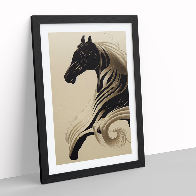 XV1022-791X Art Nouveau Horse No.5 - Single Picture Frame Print, 64cm H x 46cm W, Black