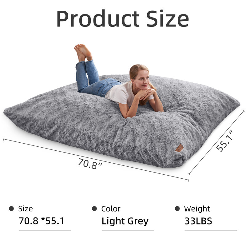  4 In 1 Bean Bag Chair, Giant Memory Foam Filling Bean Bag Sofa, Adult Bean Bag Chair, Machine Washable Faux Fur Cover, Bean Bag For Adult