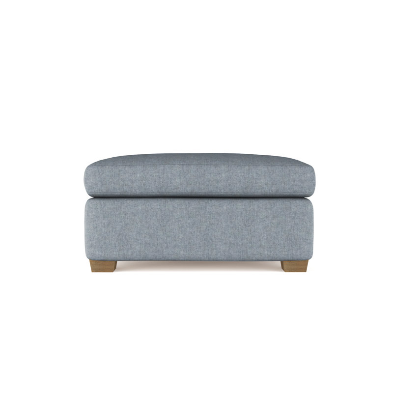 Rivington Ottoman, Plush Velvet Oyster, Weathered
