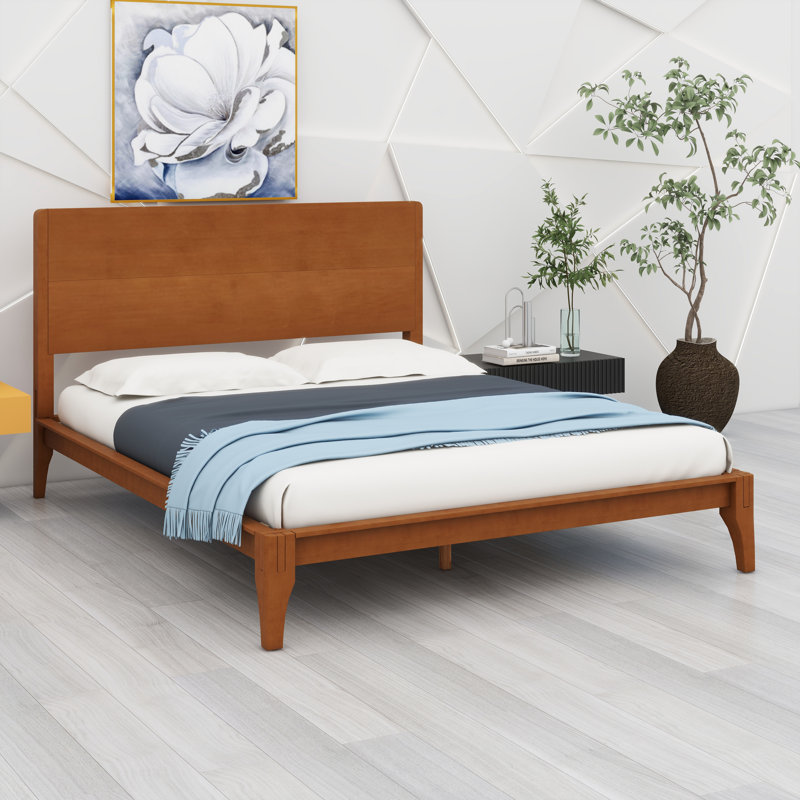 Lit plateforme Wood, Lit double, Brun