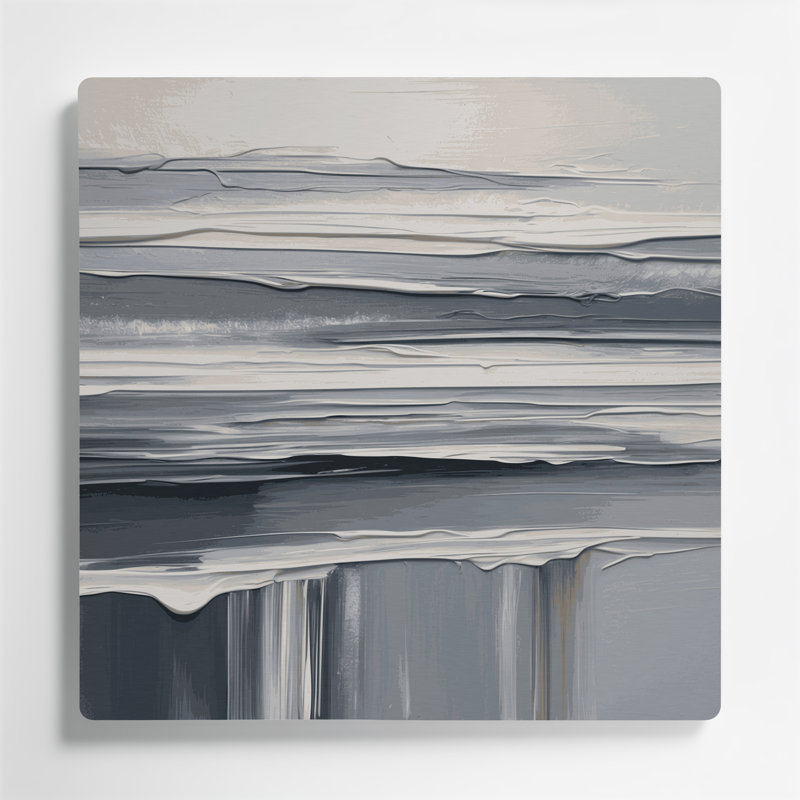 Art mural horizontal gris rayé, H 12 po x l 12 po