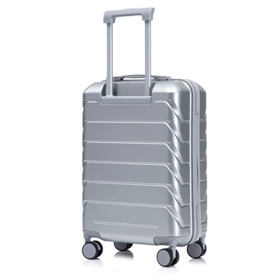 14"/20" 2 pcs/set in ABS Spinner Wheel Luggage, with Combination Lock,14" Cosmetic Case (Silver)