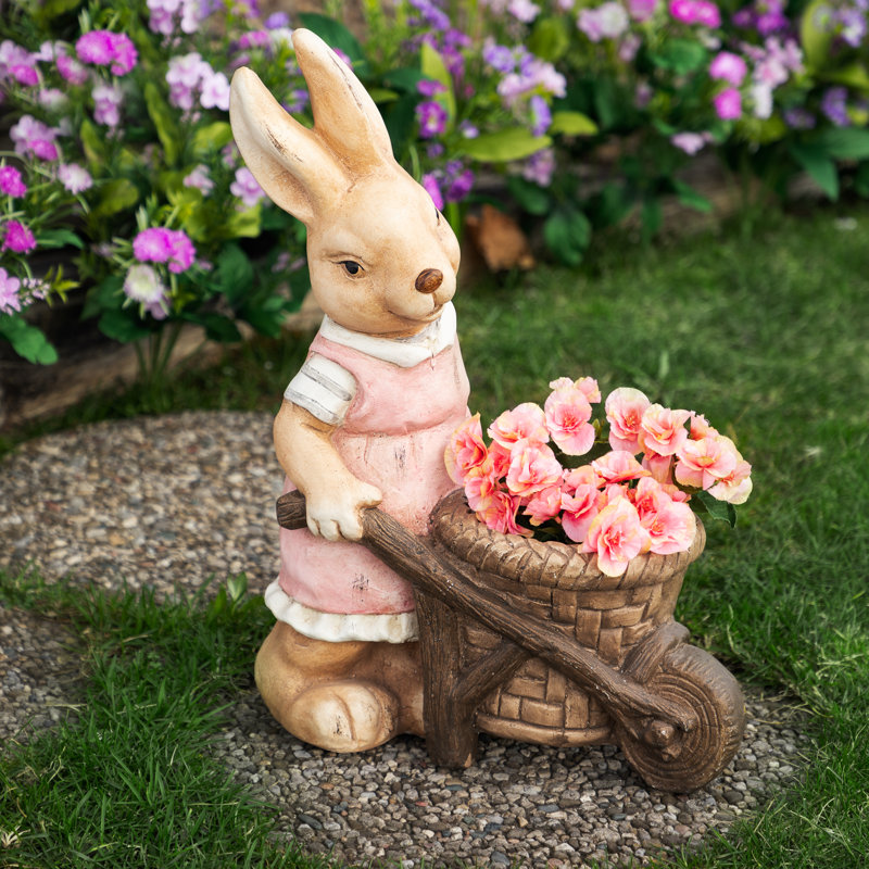 Pot de fleurs d'extérieur pour fille avec lapin - 18,75 po