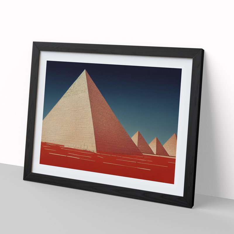 Awesome Pyramids - Single Picture Frame Print, Black, 46cm H x 64cm W x 2cm D