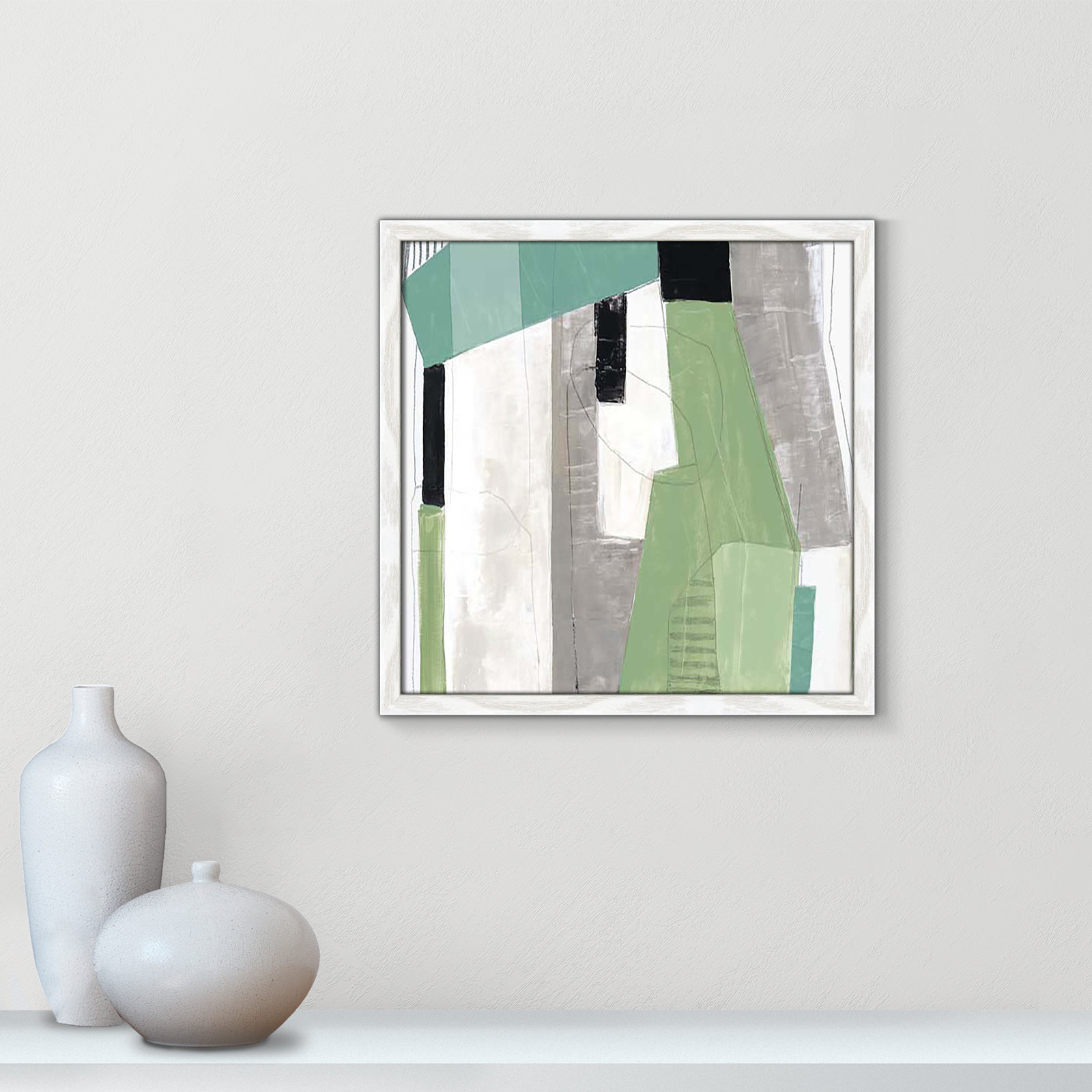 Evergreen Essence I by Tom Reeves, 17" H x 17" W x 1.25" D, White Slim Framed