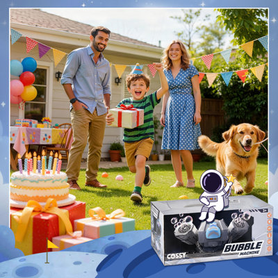 cossy Bubble Machine, 360° Automatic Rotation Bubble Machine for Kids, Rechargeable Bubble Maker with Remote Control, RGB Lights & 20000+ Bubbles/Min, Suitable for Outdoor, Parties, Weddings, Grey