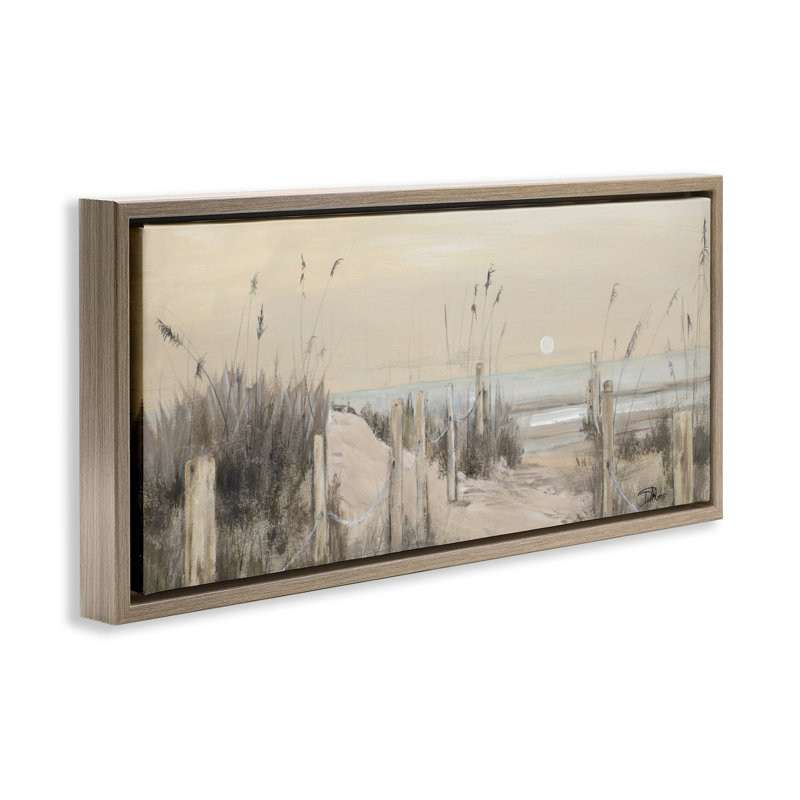 Cadre flottant White Moon Over Ocean, design par Patricia Pinto, Cadre flottant orme Montalcino, H 14 po x l 31 po