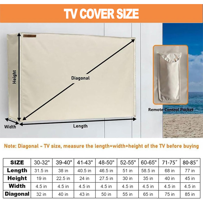 Housse de télévision extérieure imperméable, protecteurs de télévision résistants aux intempéries 600D 4 saisons