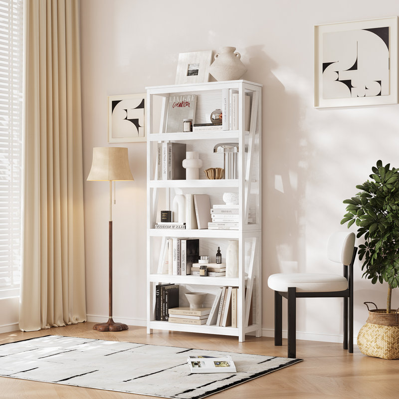 68.9’" H Wood Bookcases 6 Tiers Bookshelf With Open Storage Display Shelves For Home Office, White