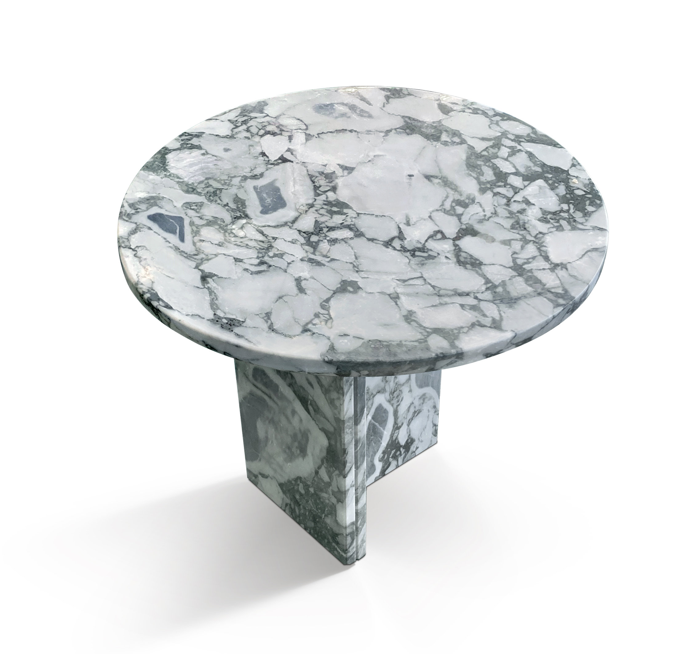 Gracie Oaks Natural Marble Coffee Table, Round Stone Side Table, D17.7 ...