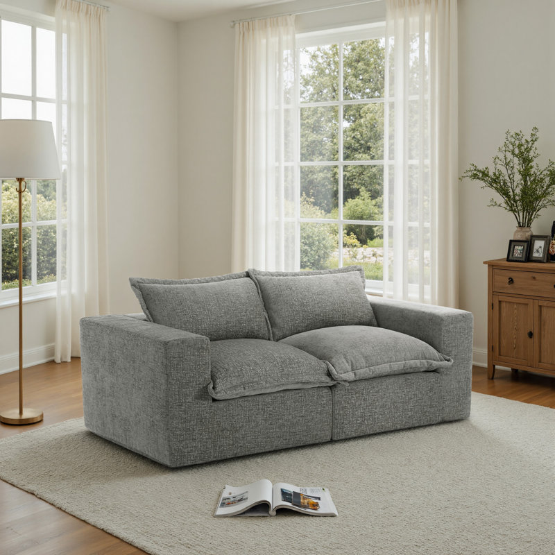 Canapé modulaire rembourré en chenille 2 pièces avec dossier rembourré 2 pièces - entièrement comprimé, aucun assemblage requis