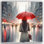 Crimson Reflections Urban Rainfall and Red Umbrella sur toile