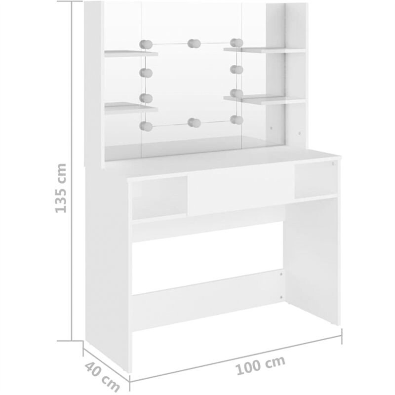 Wafrt Dressing Table with Mirror, White