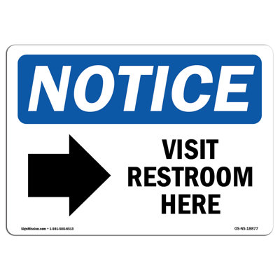 Visit Restroom Here Right Arrow Sign
