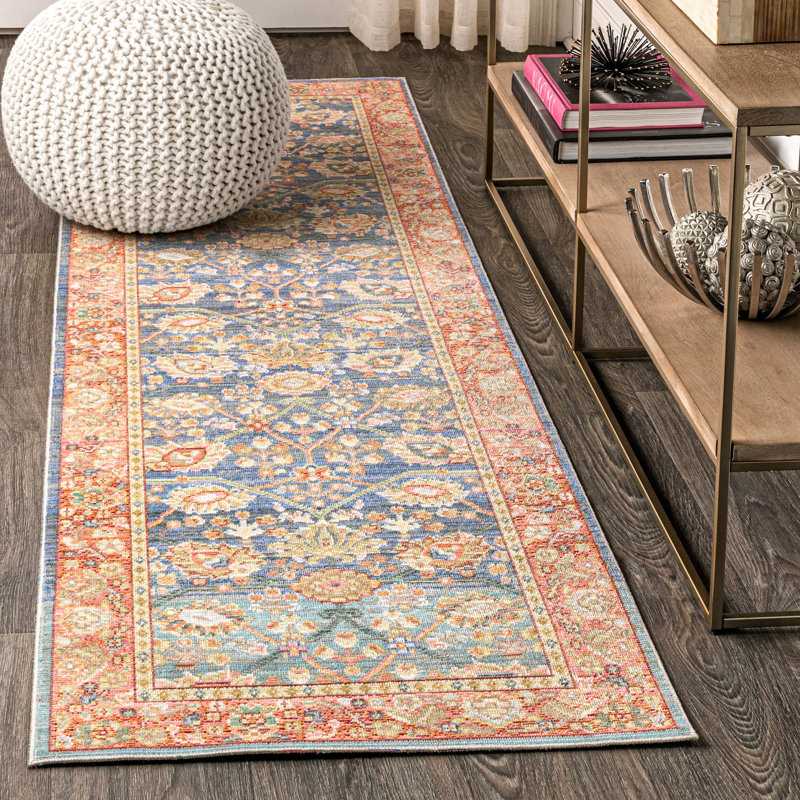 Tapis moderne prune / terre cuite Eglinton, Tapis de couloir 2 pi 2 po x 8 pi