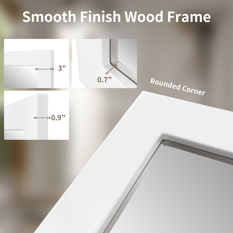 Miroir plat, 71 po x 32 po, Blanc