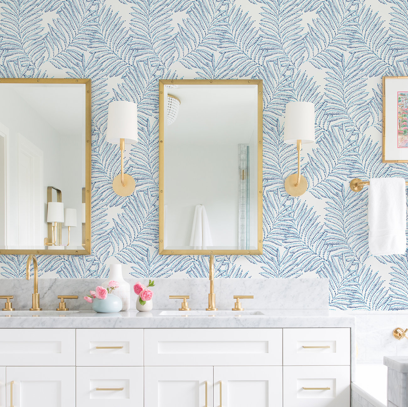 Palmina Modern Floral Wallpaper, Blue