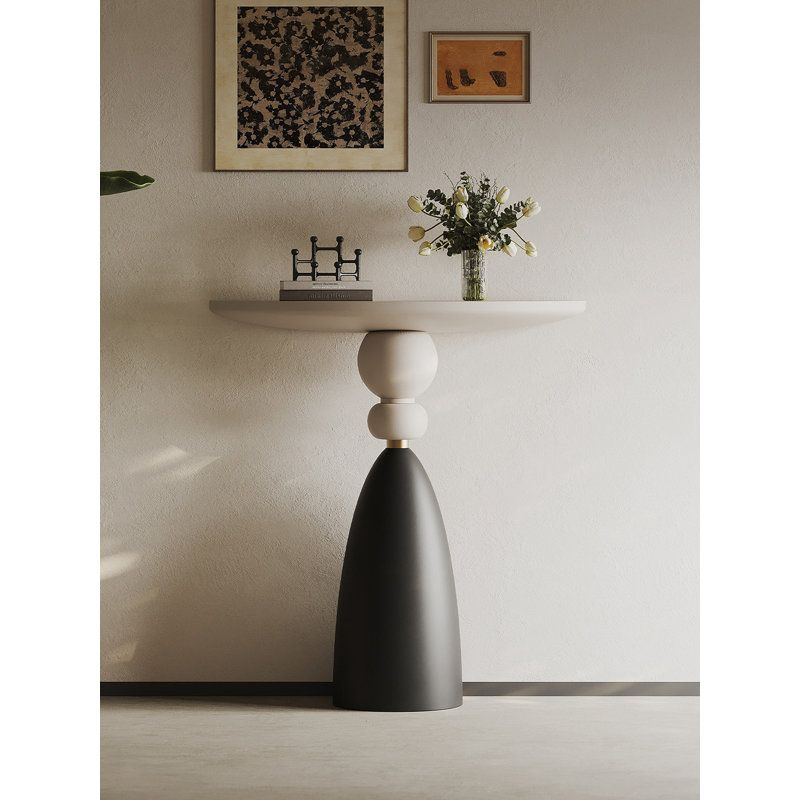 Console demi-lune piédestal deux tons