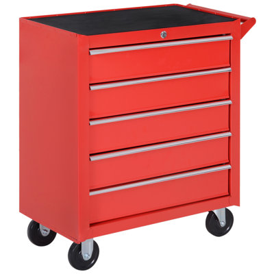 Dounton 27.25'' W 5 -Drawer Steel Bottom Rollaway Chest with Wheels