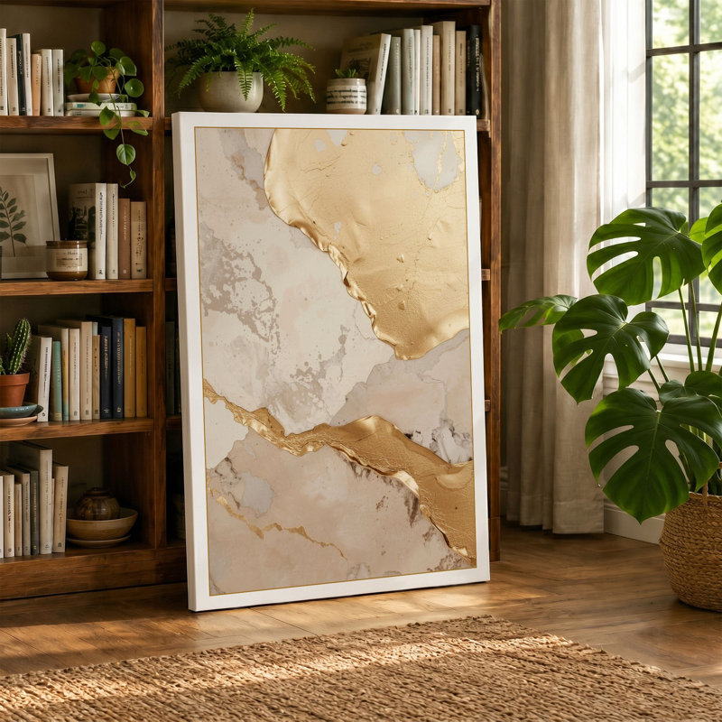 Erosion in Gold Abstract - Wrapped Canvas, 24x16 - 61.0 x 40.6 cm, Sage Border