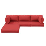 Coussin de siège / dossier de remplacement pour l'extérieur de 4 po d'épaisseur (ensemble de 3 sièges, 3 dossiers, 2 dossiers courts, 1 repose-pieds)