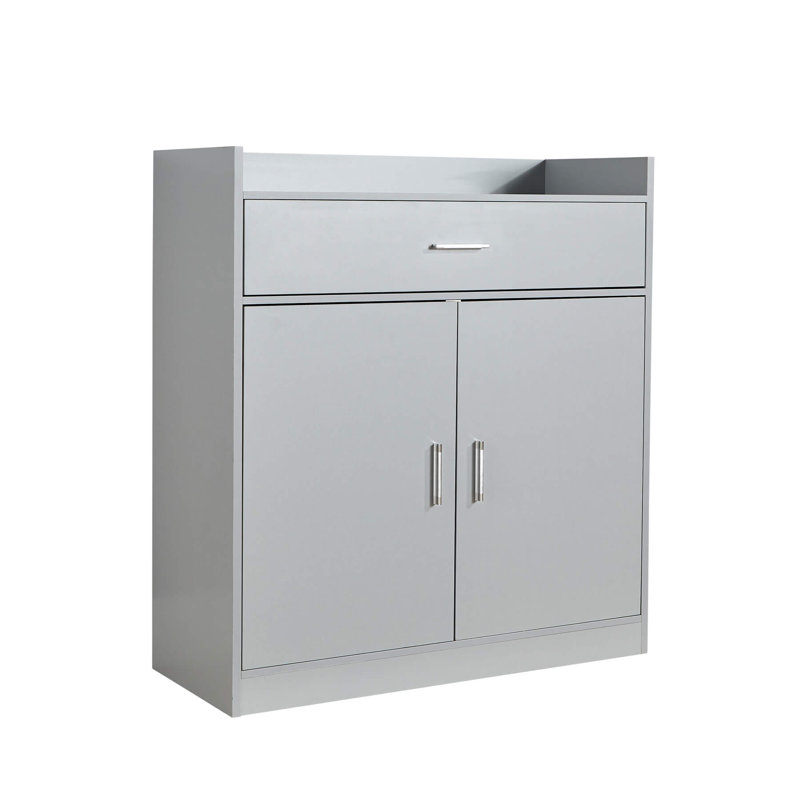 Novara 2 Door 1 Drawer Hallway Shoe Storage Cabinet, Grey