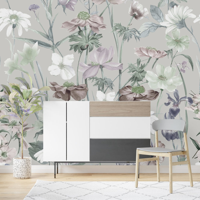 Peel & Stick Floral Wall Mural, 8.33" W x 8.33" L