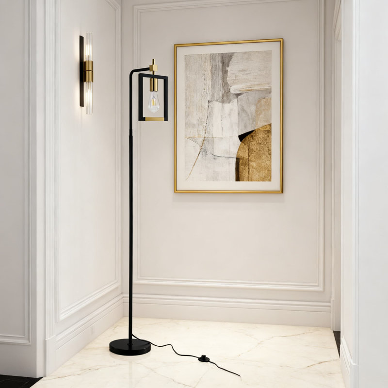 Lampe sur pied industrielle avec interrupteur au pied, lampe sur pied de style Mid-Century moderne pour le salon, la chambre à coucher ou le bureau, avec ampoule Edison E26