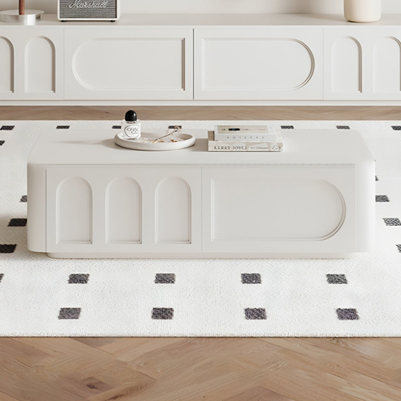 Table basse avec fond fermé French French, Blanc / Blanc, H 13,78 po x L 51,18 po x l 23,62 po