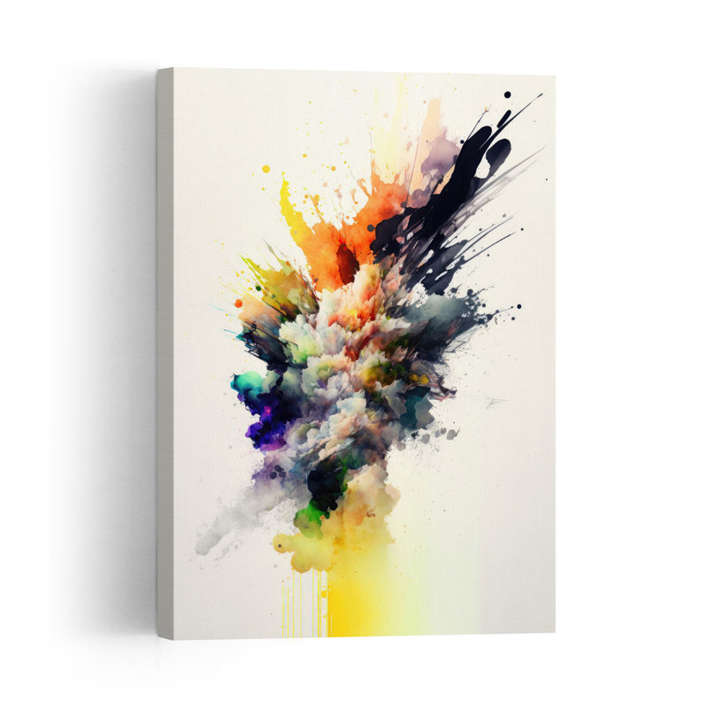 Vibrant Color Explosion Abstract Contemporary Wall Art Print by Mauro - Wrapped Canvas Print, 45.72cm H x 30.48cm W