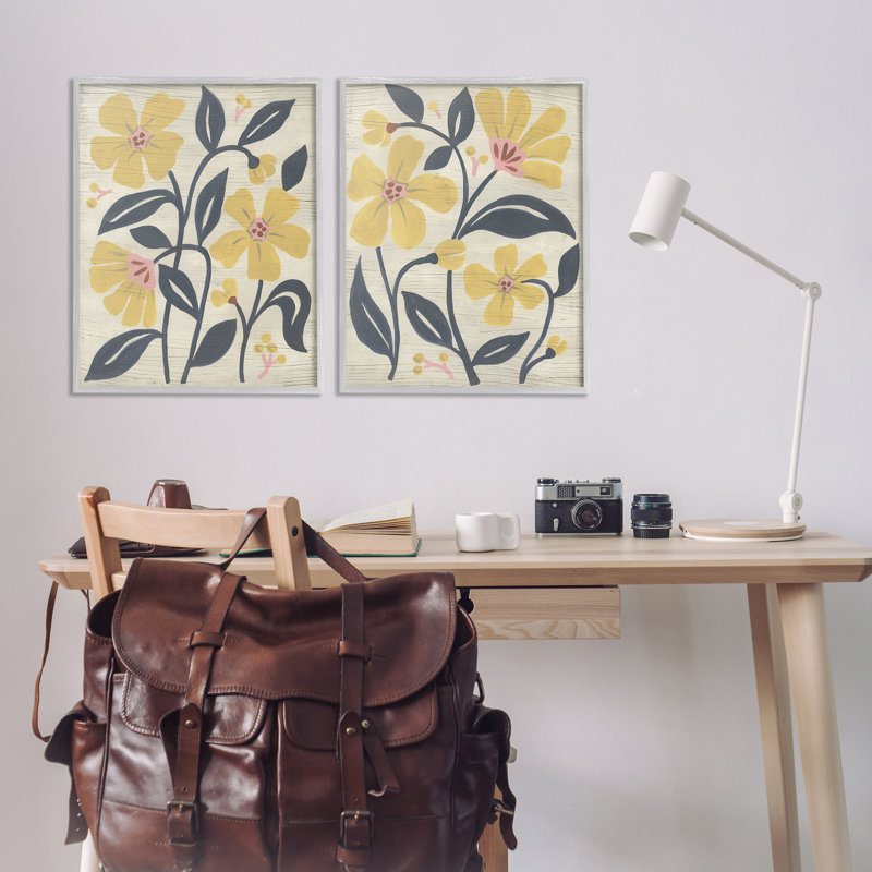 «Yellow Bungalow Garden», ensemble de 2 giclées par June Erica Vess, H 30 po x l 24 po, Estampe numérique Farmhouse