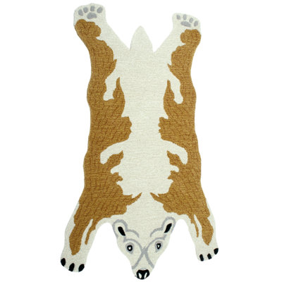 Wool Antique-White Polar Bear Yogic Asana Hand-Woven Mat