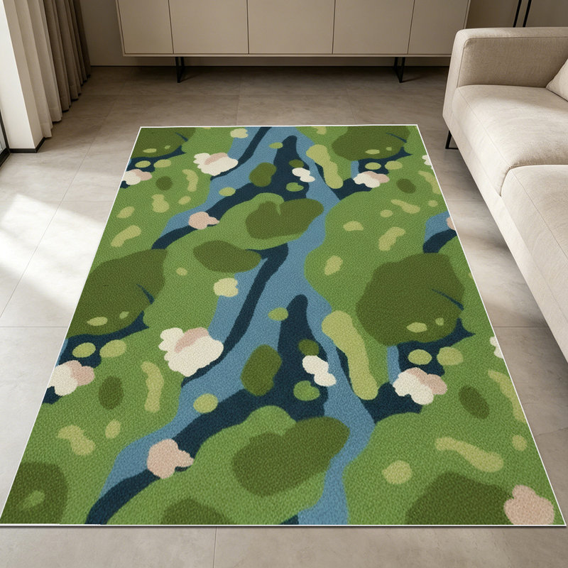 1PC Botanical Water Lily Creek Floral Print area rugs for Living Room, Soft and Comfortable, Suitable for all seasons, easy-to-maintain, machine washable Indoor floor mat, Under Table Farmhouse suitable for living room, dining room, bedroom,