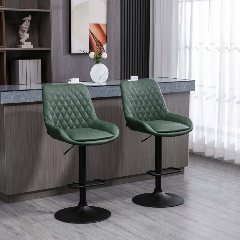 Bigvai Adjustable Height Counter Stool with Metal Frame, Green