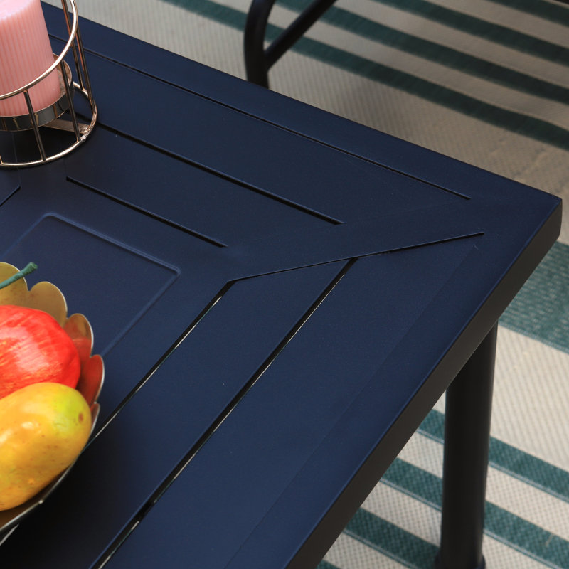 Romika 40.2" W Steel Patio Coffee Table, Glossy Black